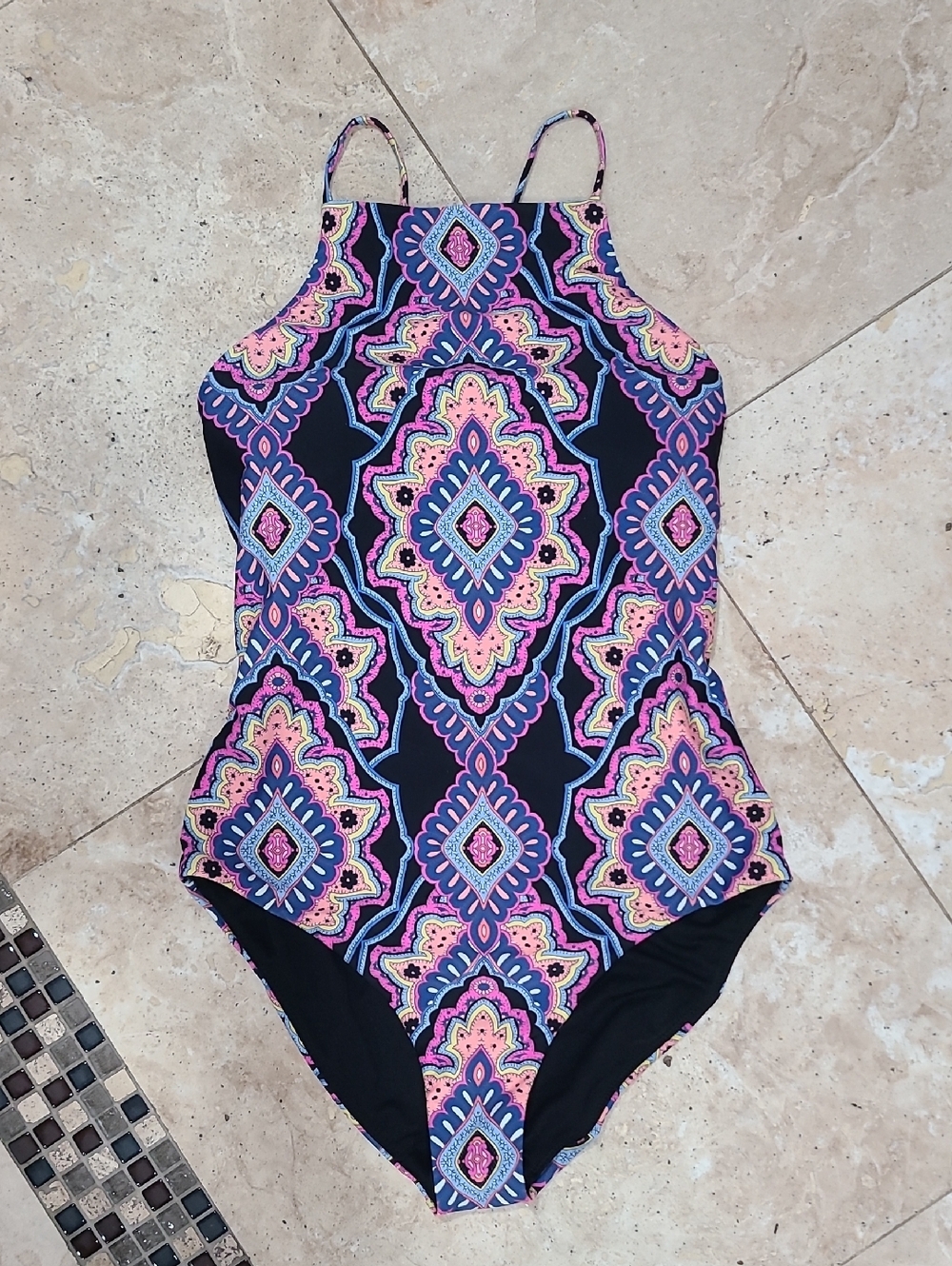 Rains Pink & Blue Patterned Girls' One-Piece